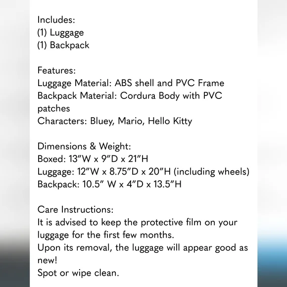 Kids Licensed Carry-on & Backpack Luggage Set, new - Picture 8 of 8